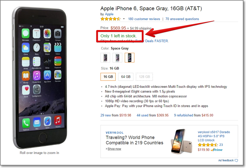 Amazon is usually showing for buyers that only few items of specific products have left in stock