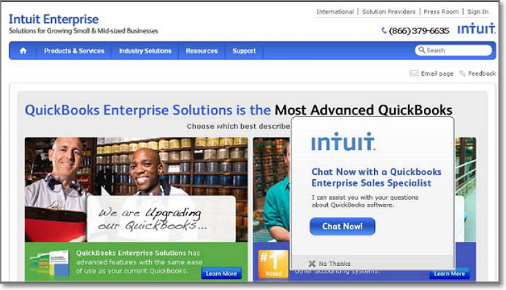 Intuit lead page conversions increased by 190%