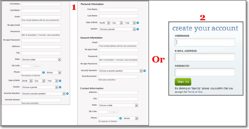 Which registration form you're more likely to complete?