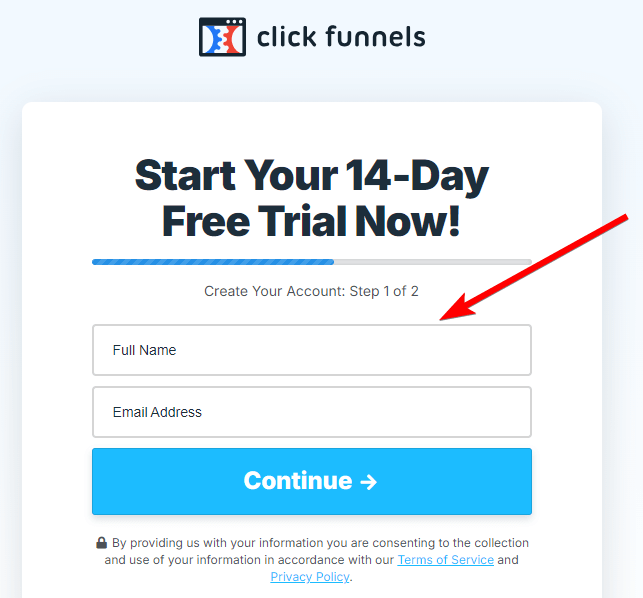 ClickFunnels 14-day Free Trial Signup Form