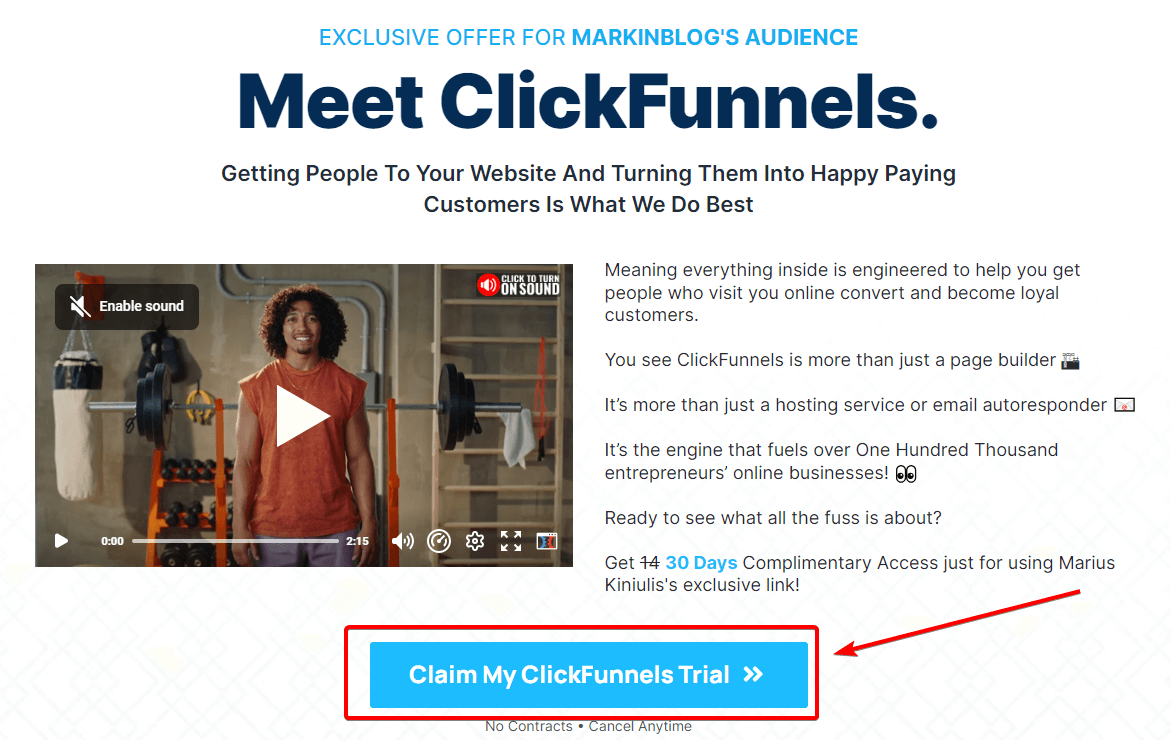 ClickFunnels 30-Day Free Trial Signup Page