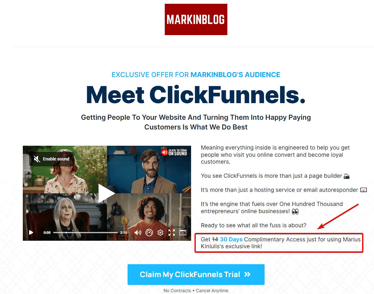 ClickFunnels 30 day free trial option