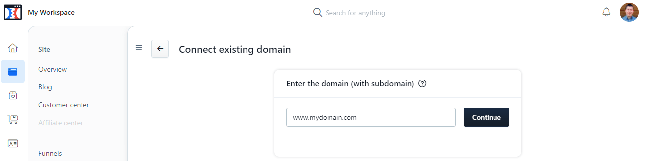ClickFunnels Add Existing Domain