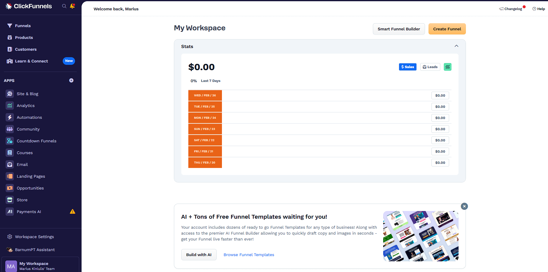 ClickFunnels Admin Dashboard