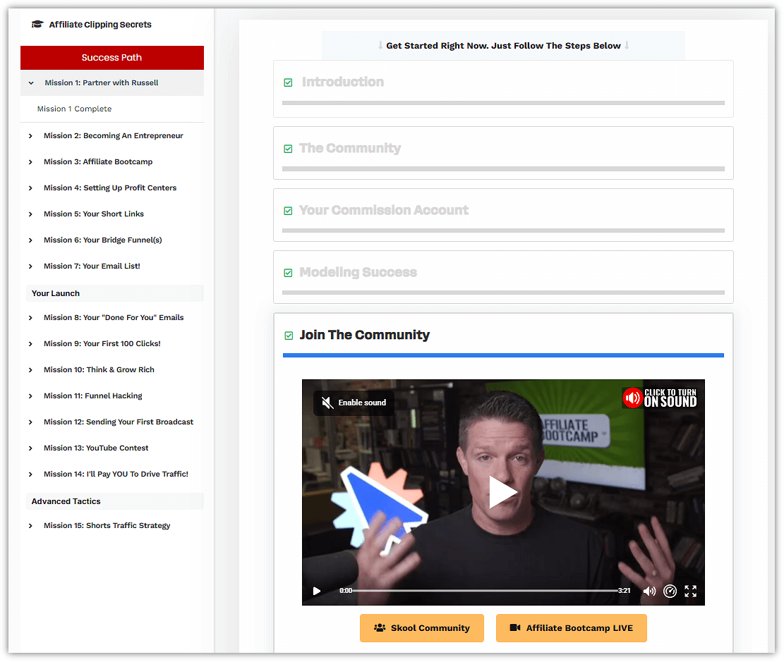 ClickFunnels Affiliate Bootcamp Mission 1 Dashboard