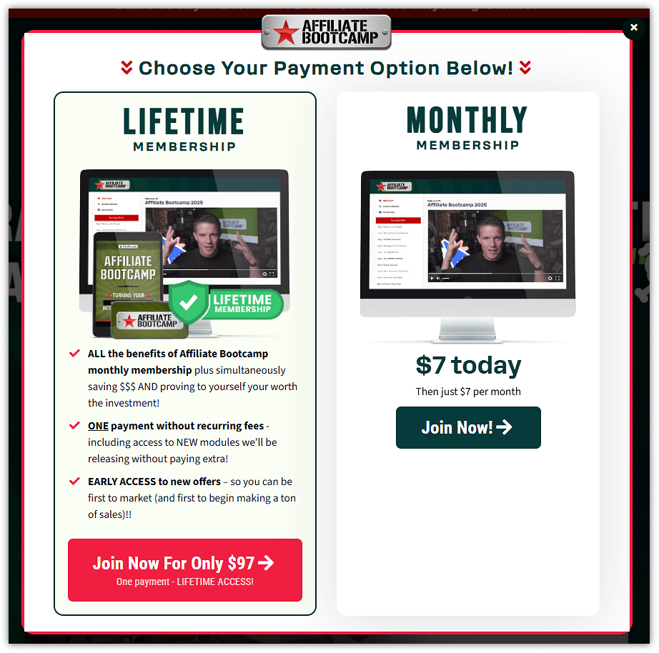 ClickFunnels Affiliate Bootcamp Pricing Options