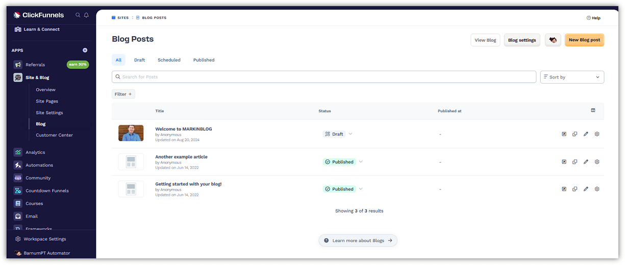 ClickFunnels Blog Feature