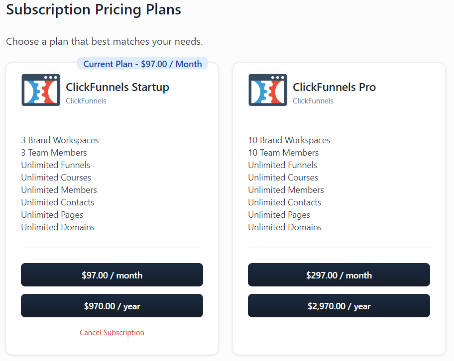 ClickFunnels Change Plans During the Free Trial