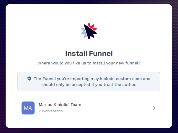 ClickFunnels Choose Funnel Workspace