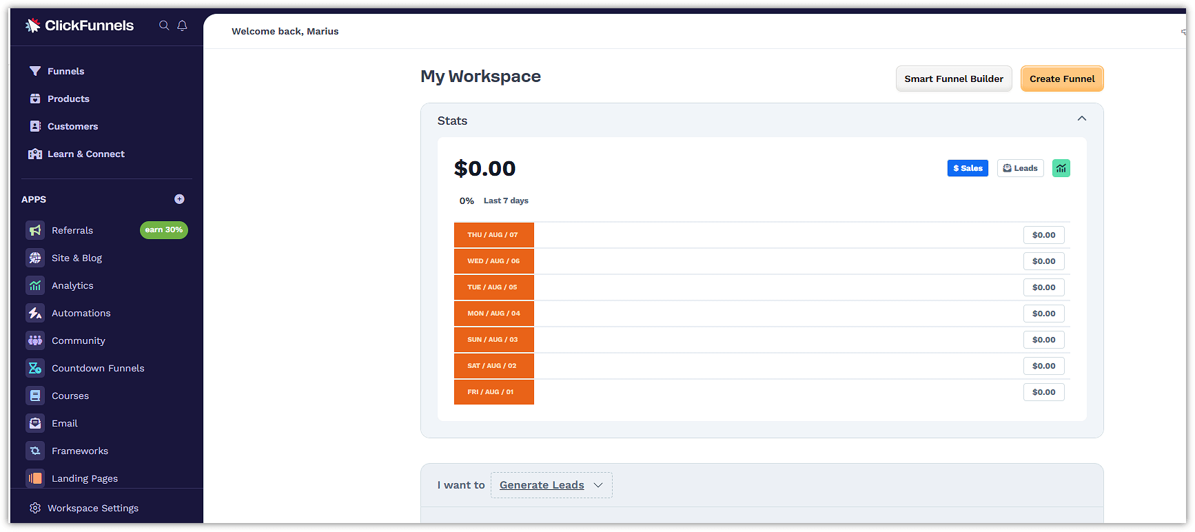 ClickFunnels Dashboard