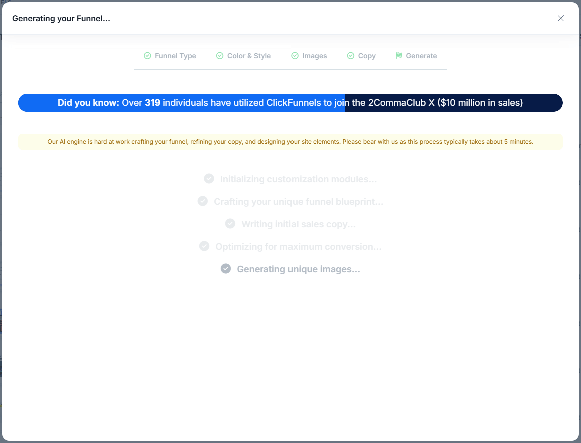 ClickFunnels Generating AI Funnel for Affiliate Marketing