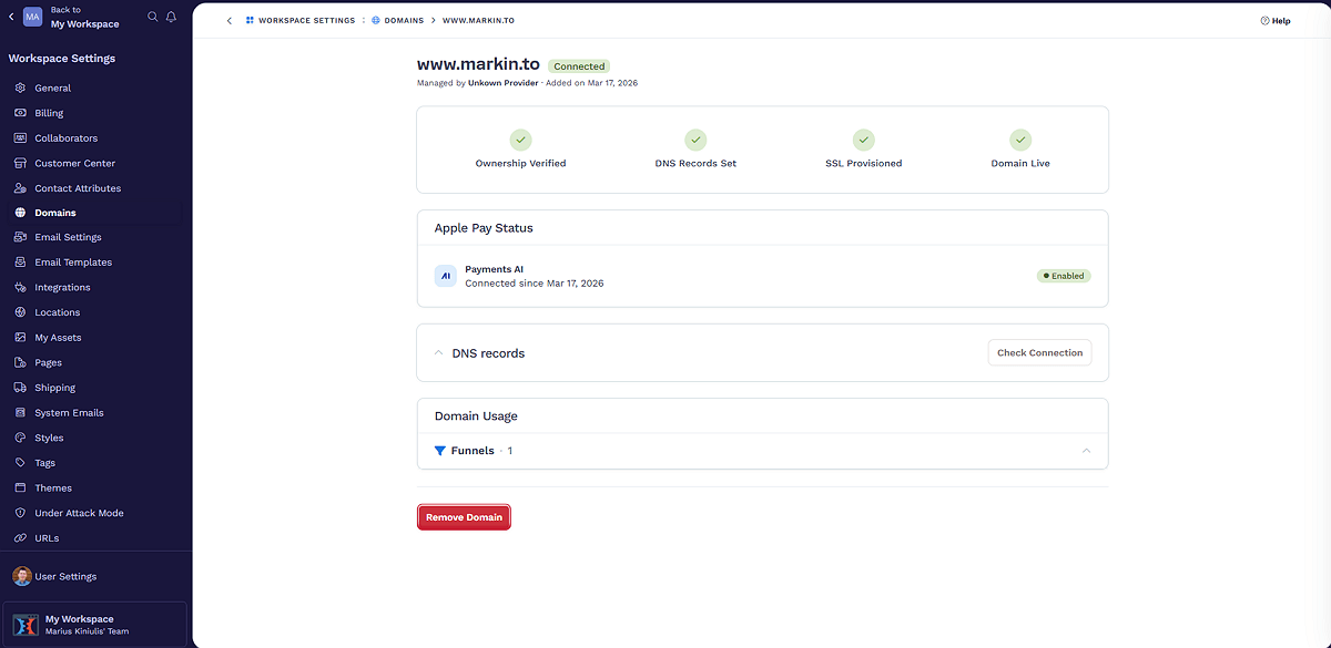 ClickFunnels Successfully Connected Domain