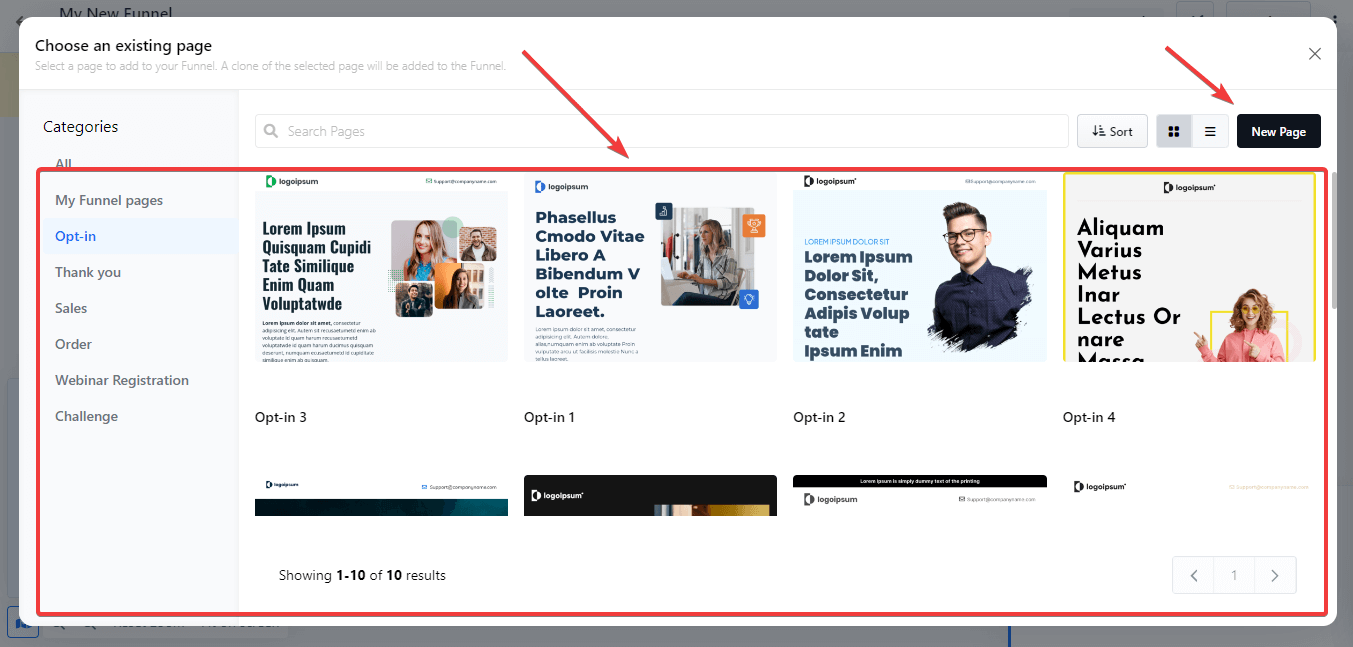 ClickFunnels Tutorial - Choose Funnel Page
