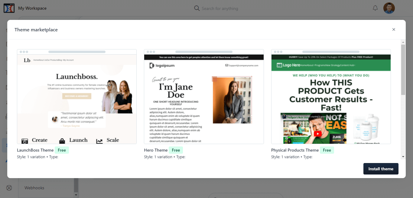 ClickFunnels Tutorial - Choose Theme
