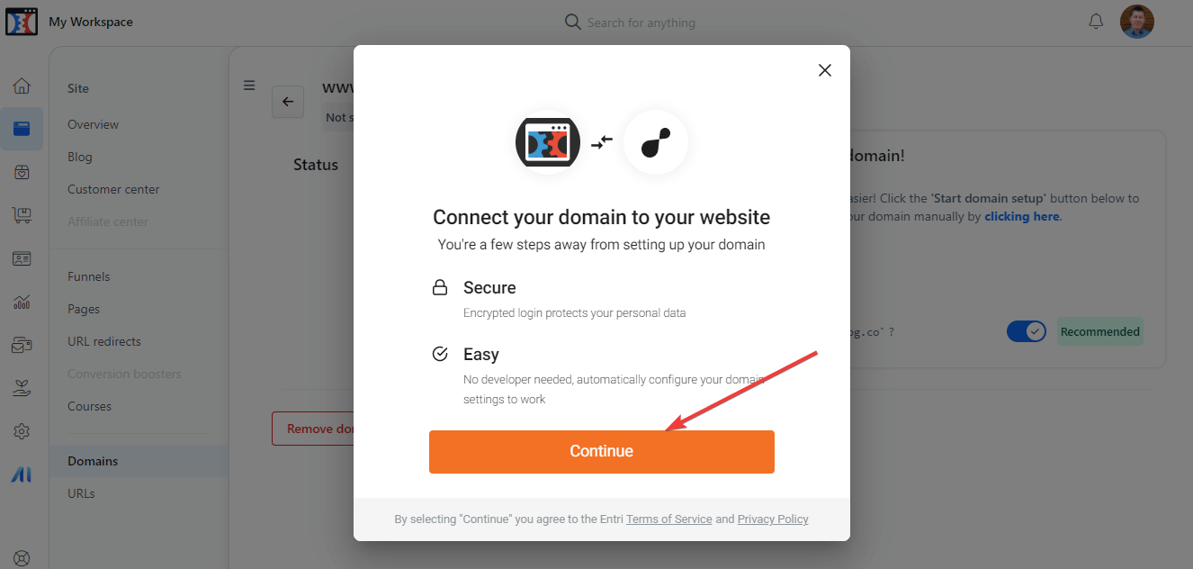 ClickFunnels Tutorial - Continue Domain Setup