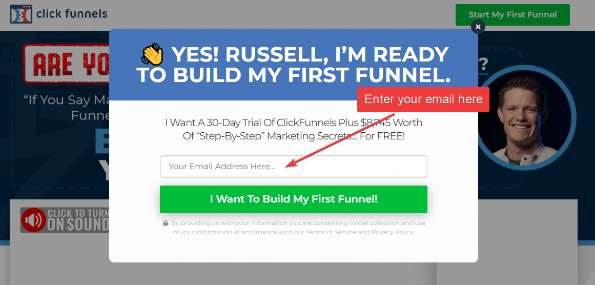 ClickFunnels Tutorial - Enter Email