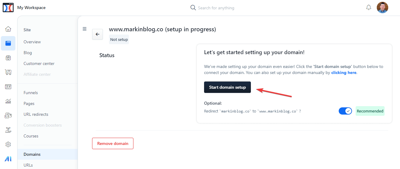 ClickFunnels Tutorial - Start Domain Setup
