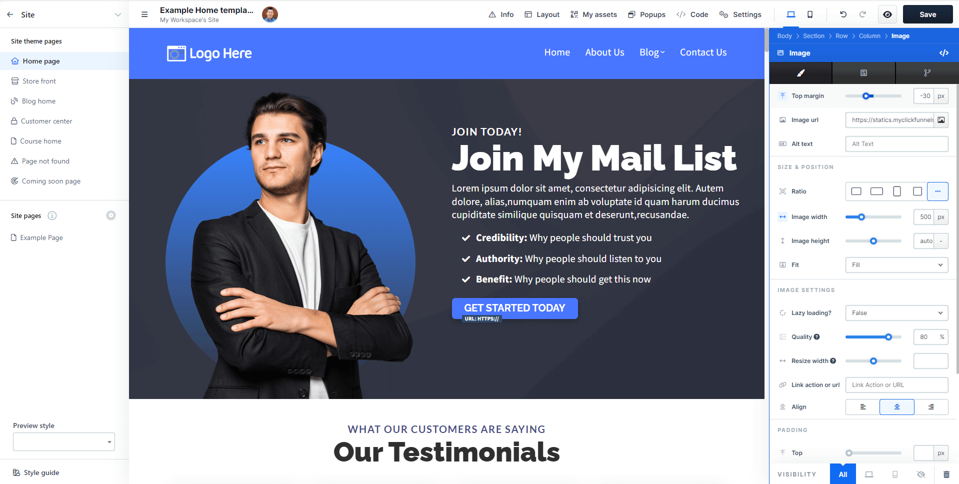 ClickFunnels Tutorial - Workspace Editor
