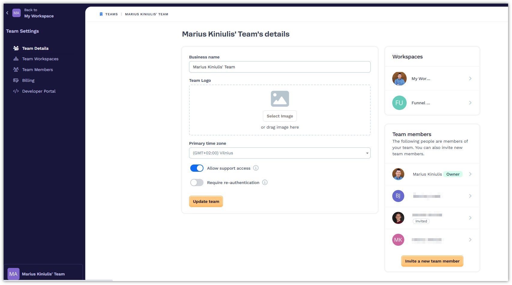 ClickFunnels Workspaces and Team Members