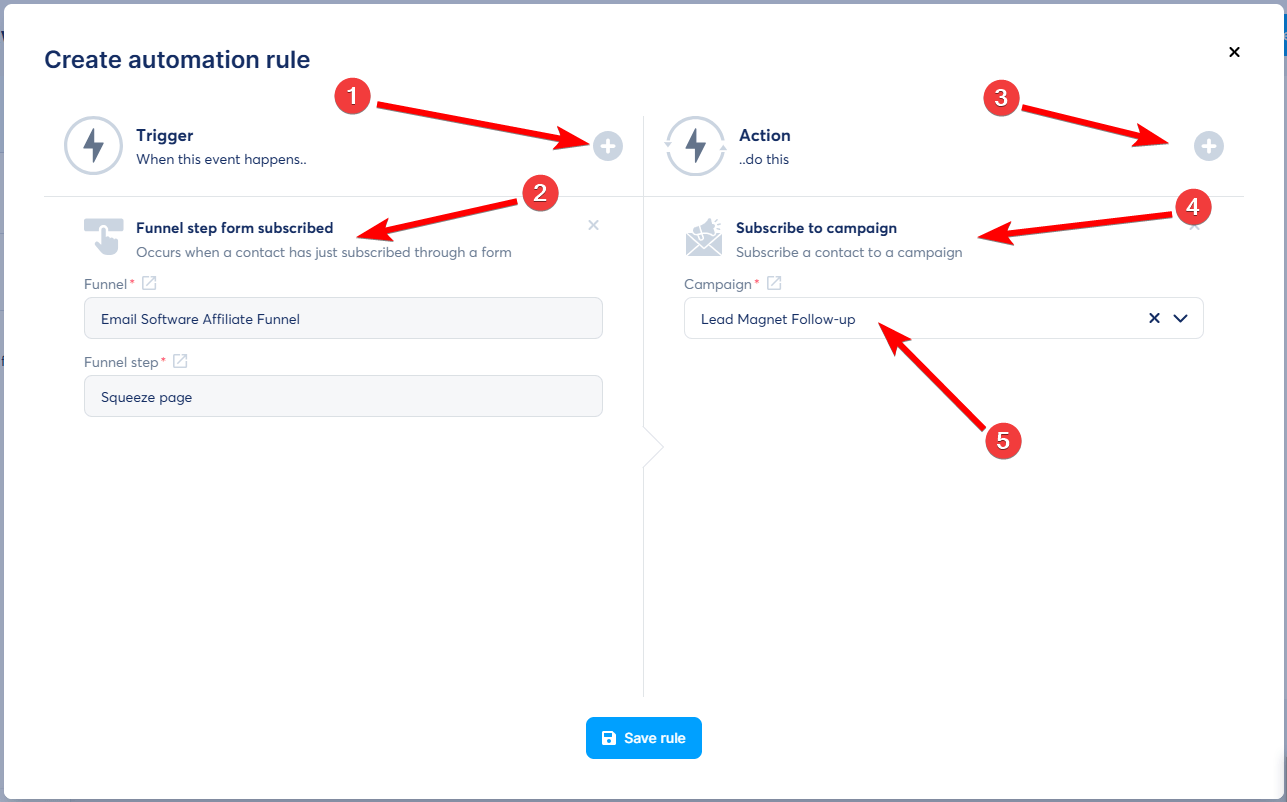 Create Automation Rule in Systeme.io for Email Follow-up Campaign