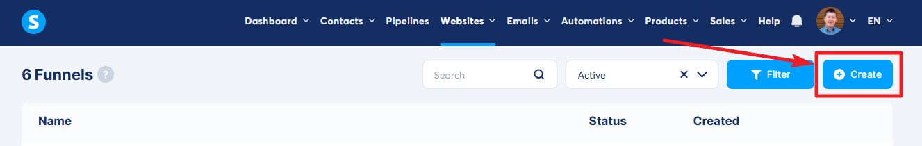 Create Funnel Button in Systeme.io