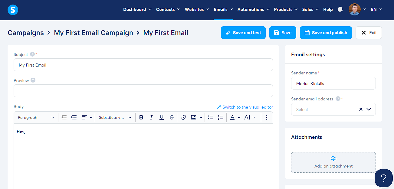 Design Email in Systeme