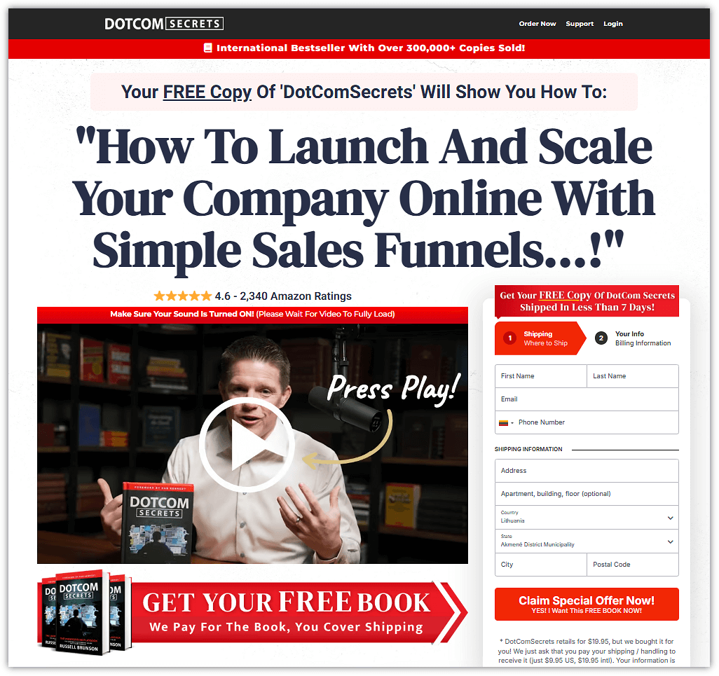 DotCom Secrets Free Plus Shipping