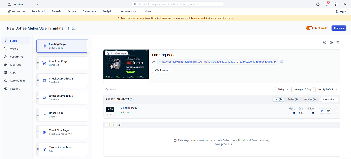 Funnelish Funnel Builder Dashboard