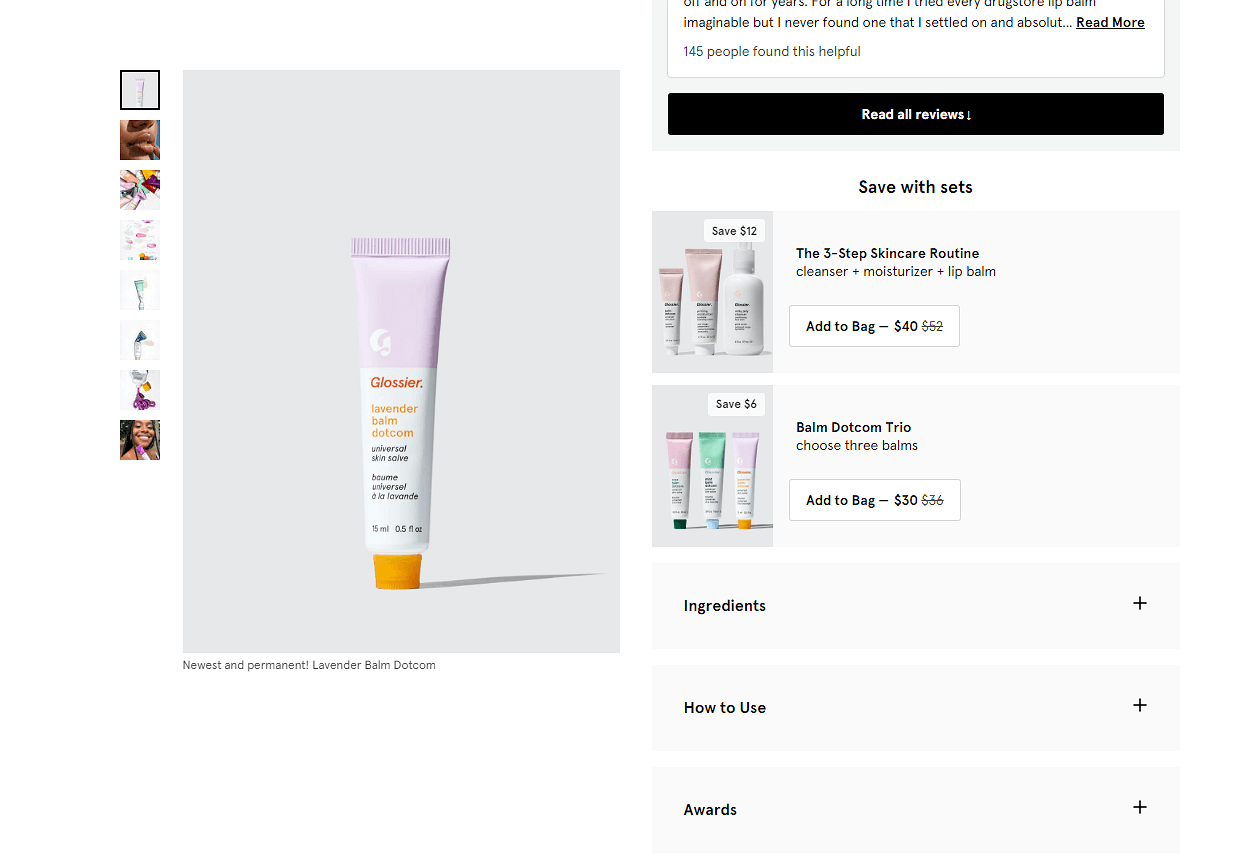 Glossier cross sell example