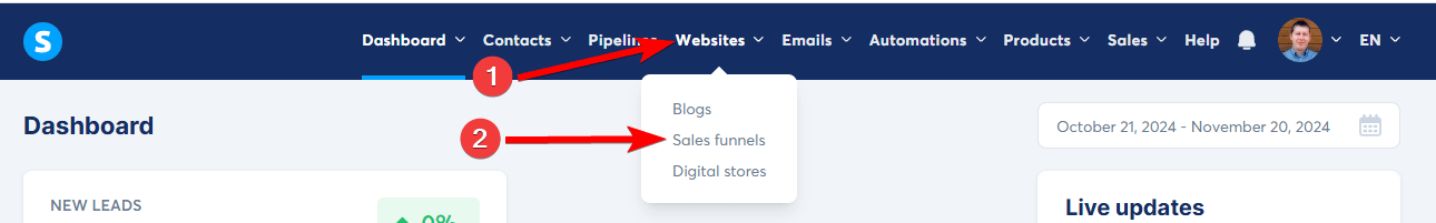 Go to Sales Funnels in Systeme.io