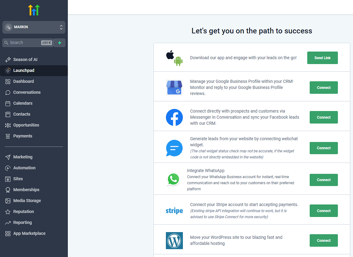 GoHighLevel Dashboard Welcome