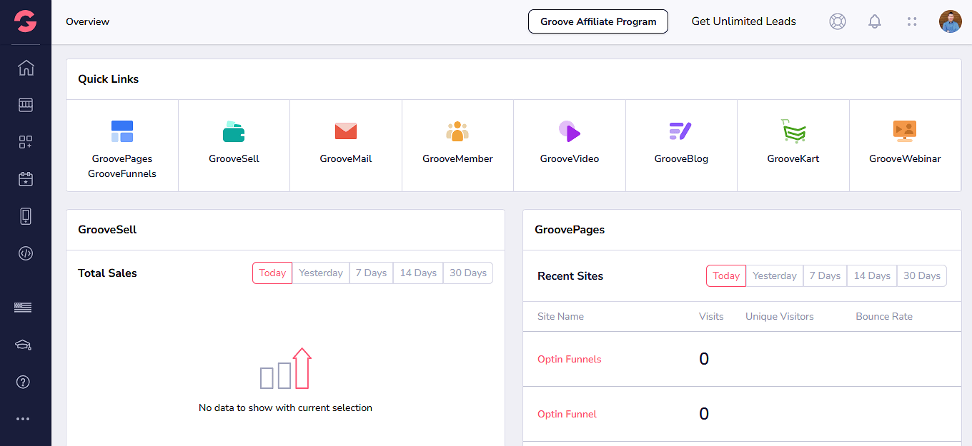 Groove.cm Dashboard