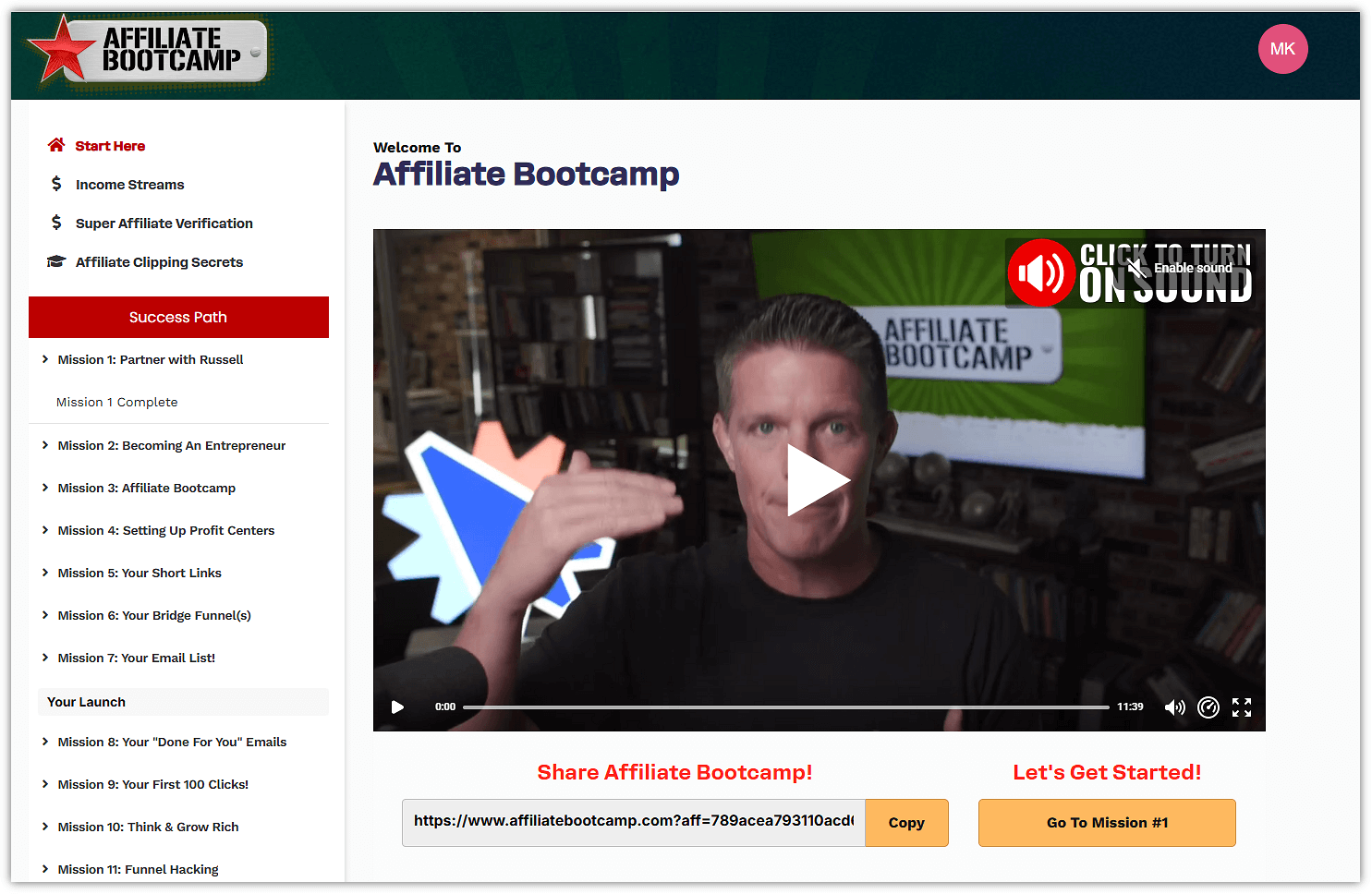 Inside the ClickFunnels Affiliate Bootcamp Dashboard