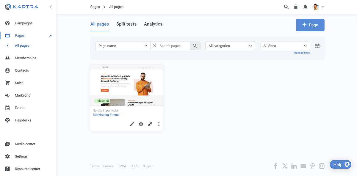 Kartra Funnel Builder Dashboard