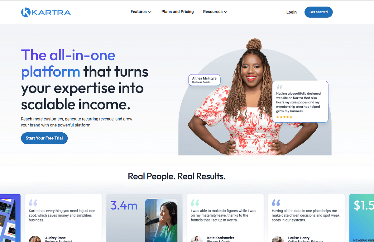 Kartra Home Page