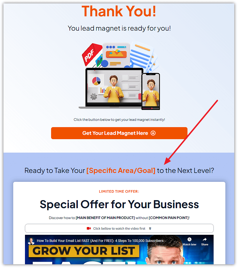 Lead Magnet Thank You Page Template Example