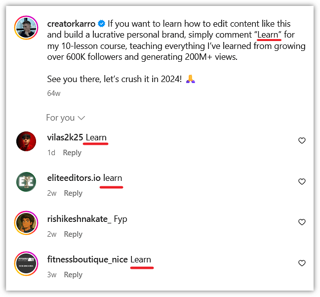 Manychat plus Instagram Example