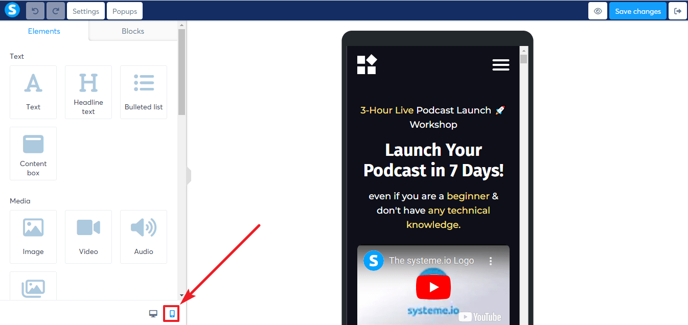 Mobile Preview Optimization in Systeme.io
