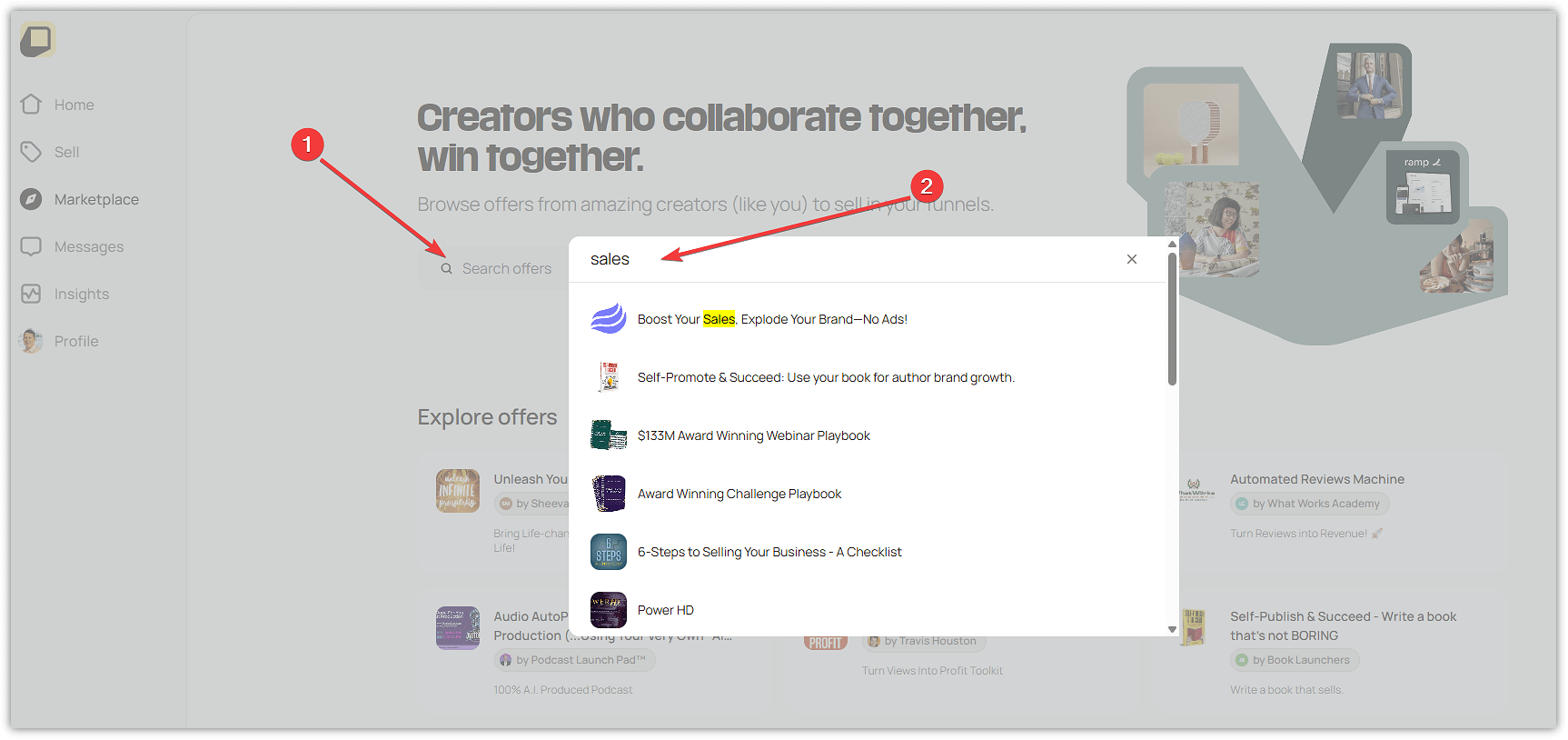 OfferLab Marketplace Search Bar