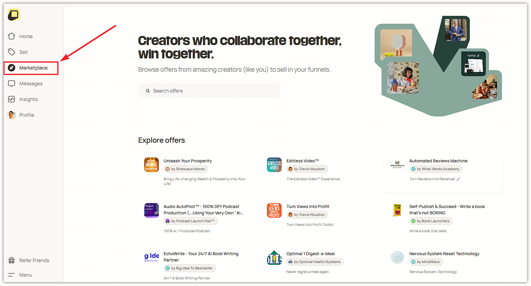 OfferLab Marketplace Section