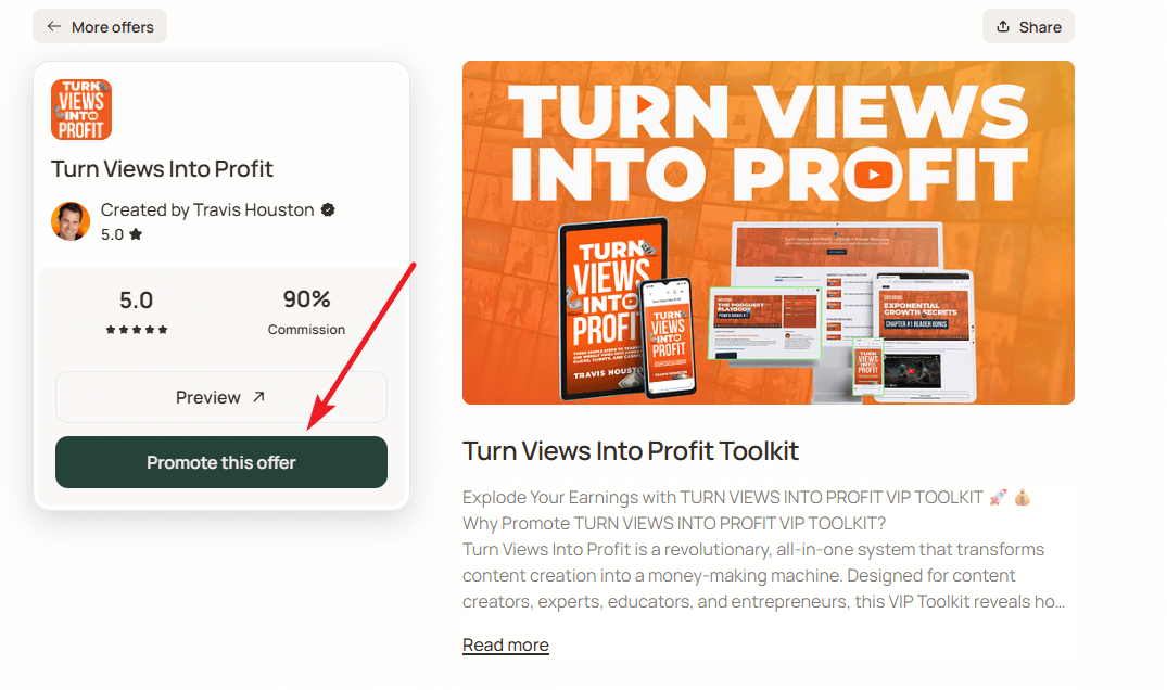 OfferLab Promote This Offer button