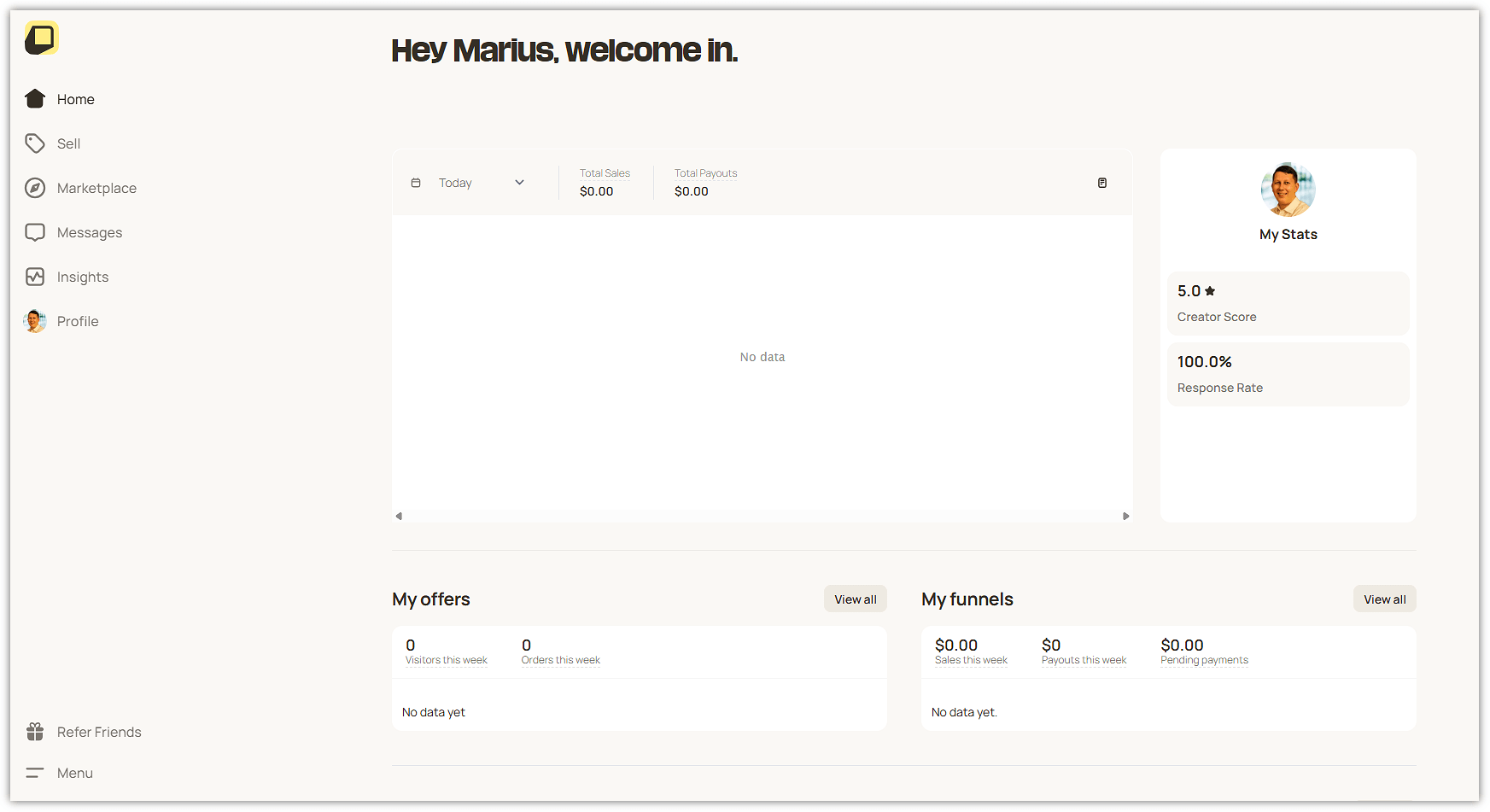 OfferLab Welcome Dashboard