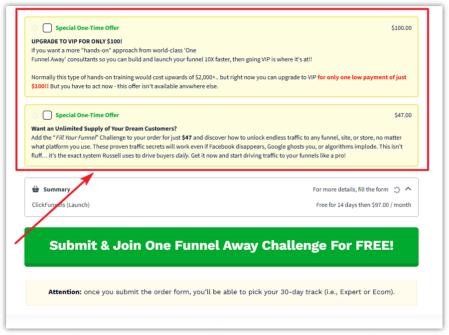 One Funnel Away Challenge Upgrades