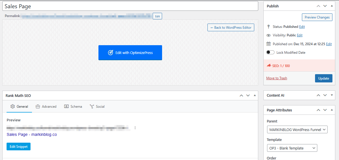 OptimizePress Inside WordPress