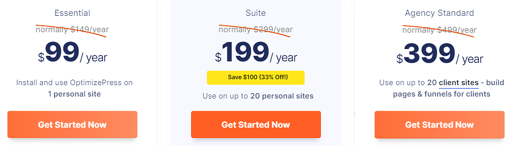 OptimizePress Pricing Plans