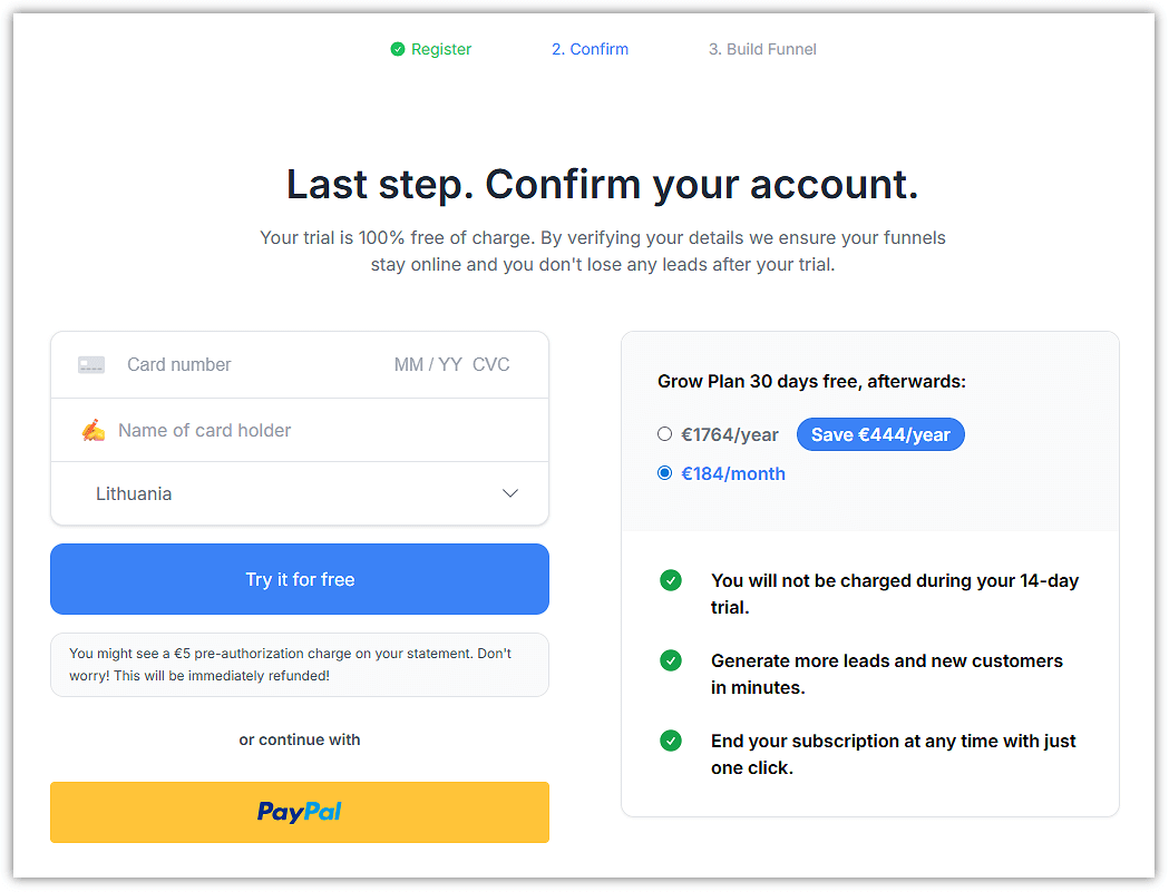 Perspective Funnels Billing