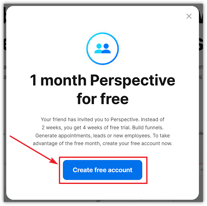 Perspective Funnels Ceate Account