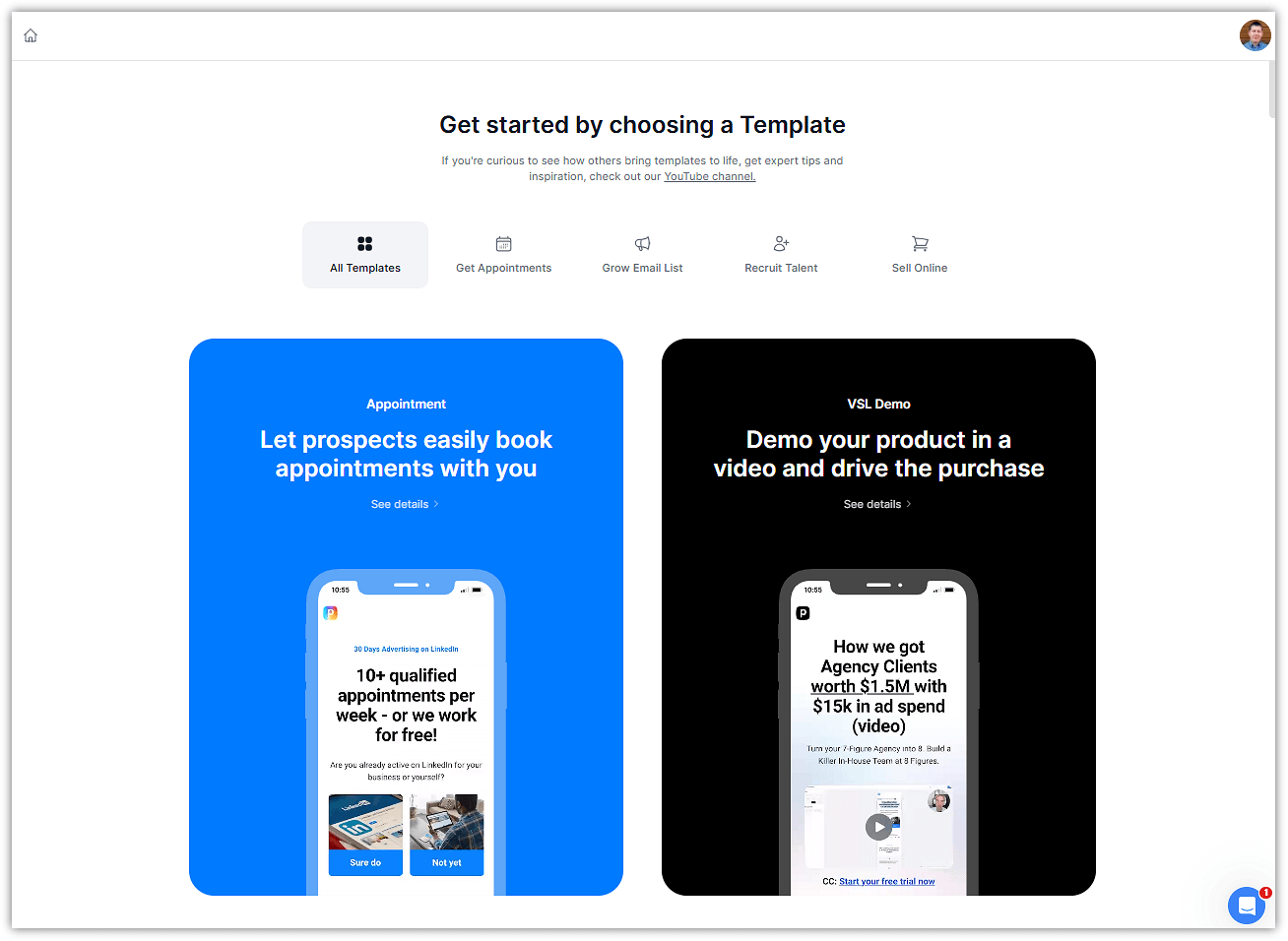 Perspective Funnels Templates Section