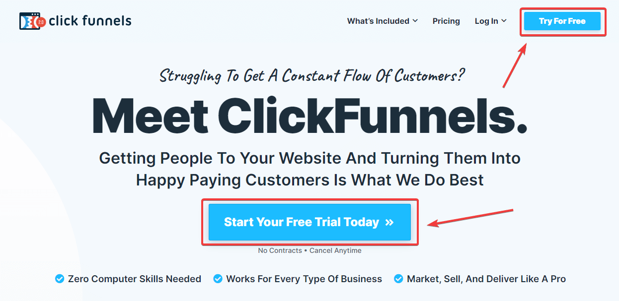 Register Sales Funnel Software. ClickFunnels Example