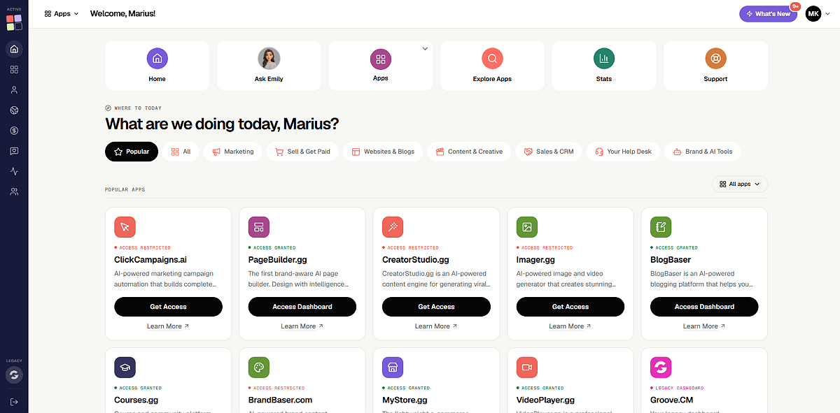 Scale.gg Platfom Dashboard